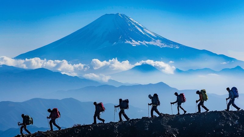 旅行業者21日指出，台灣旅客對日本的熱愛不減，研判114年旅客人次有機會超越113年。圖為富士山登山團。（雄獅旅遊提供）中央社記者余曉涵傳真  114年2月21日