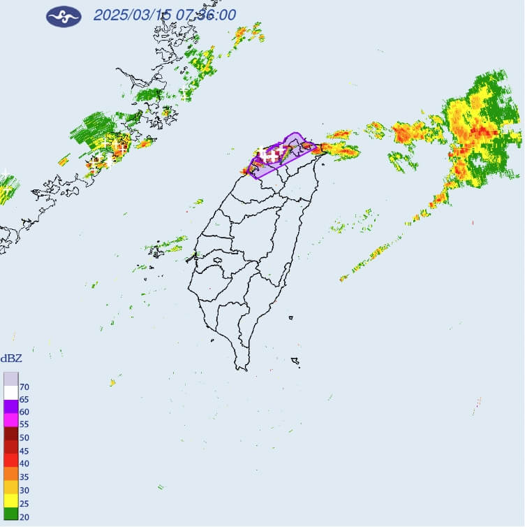 氣象署15日發布大雷雨即時訊息。（圖取自氣象署網頁cwa.gov.tw）