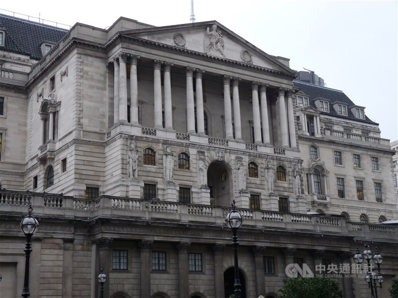 英國央行英格蘭銀行（Bank of England）今天宣布維持關鍵利率在4.5%不變。（中央社檔案照片）