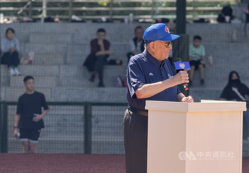 114年中華電信謝國城盃全國少棒錦標賽23日將開打，22日舉辦開幕儀式，謝國城棒球文教基金會董事長謝南強（圖）出席致詞。中央社記者謝靜雯攝  114年3月22日