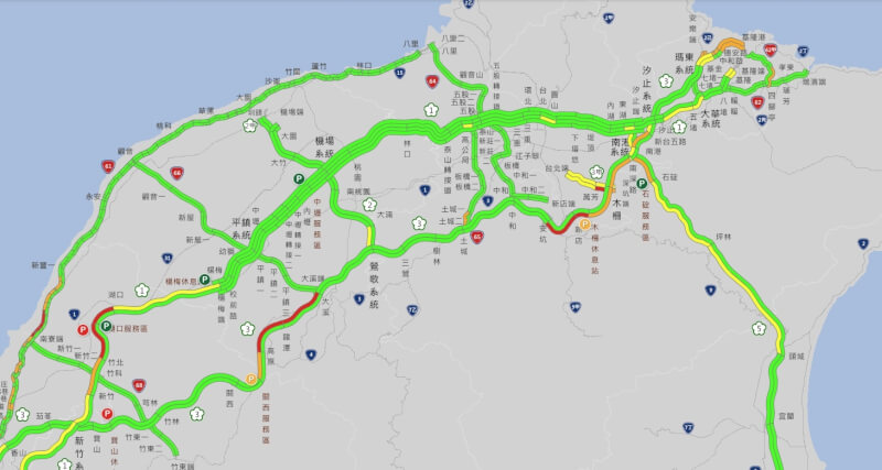 清明節連續假期第1天,多處路段車流量大,局部出現塞車,車速不到40公里。(圖取自高速公路1968網頁1968.freeway.gov.tw)