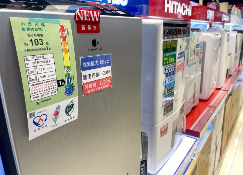 節能電器每台最高減徵貨物稅新台幣2000元措施,擬延長實施至民國116年12月31日止。(中央社檔案照片)