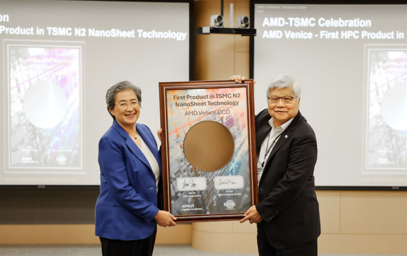 AMD董事長蘇姿丰(左)與台積電董事長魏哲家(右)。(圖取自x.com/AMD)