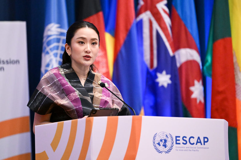 聯合國亞太經社委員會第81屆年會21日在曼谷登場,主題為「亞太地區的城市轉型:從成長到韌性」,泰國總理貝東塔受邀在開幕式致詞。(泰國總理府提供)中央社記者呂欣憓曼谷傳真 114年4月21日