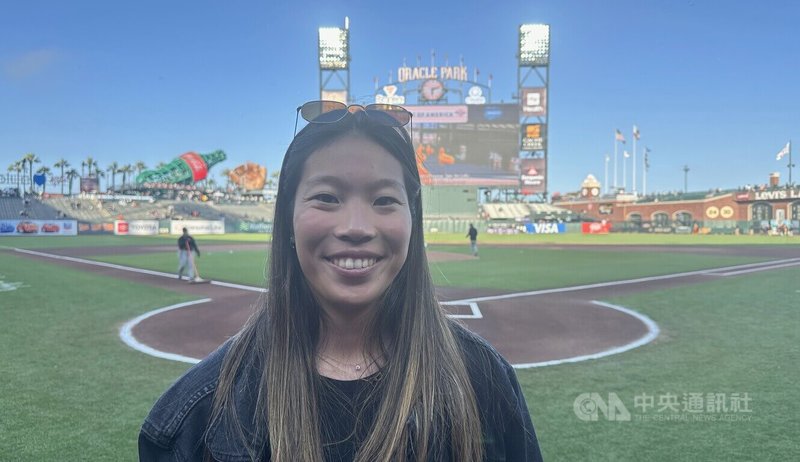 WNBA金州女武神美籍台裔球員陳紫柔參與美國職棒MLB巨人隊台灣日活動,她表示台灣和亞裔背景深深影響了她的成長過程。中央社記者張欣瑜舊金山攝 114年5月2日