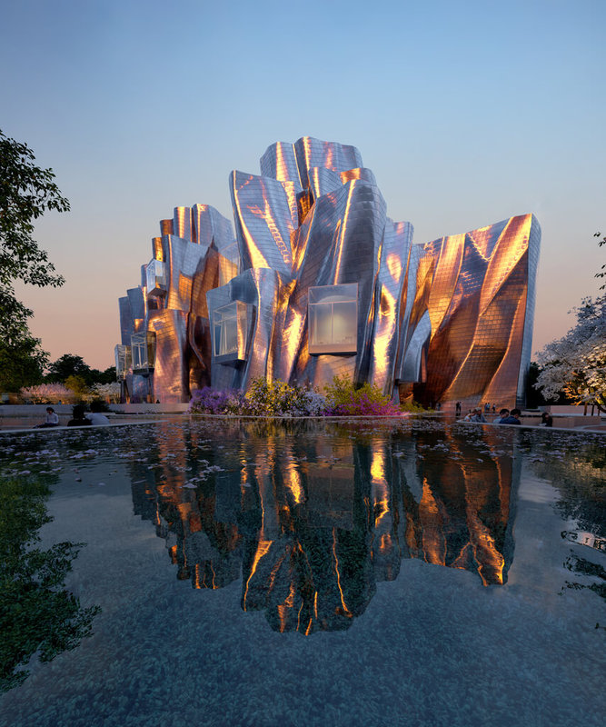 中國醫藥大學美術館由普立茲克建築獎得主法蘭克.蓋瑞(Frank Gehry)操刀設計,3日正式舉行動土典禮,預計4年後完工,整座建築以折疊金屬與起伏的不銹鋼打造,展現水彩畫般的夢幻效果。(中國醫藥大學提供)中央社記者趙麗妍傳真 114年5月3日