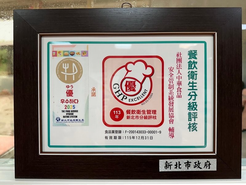 新北市府衛生局6日表示,迎接雙北世壯運的場館周邊食品衛生,委託中華食品安全管制系統發展協會,評核獲得「優級」與「良級」的商家,將有4國語言的標章,提供消費者與選手識別。(新北市府衛生局提供)中央社記者黃旭昇新北傳真 114年5月6日