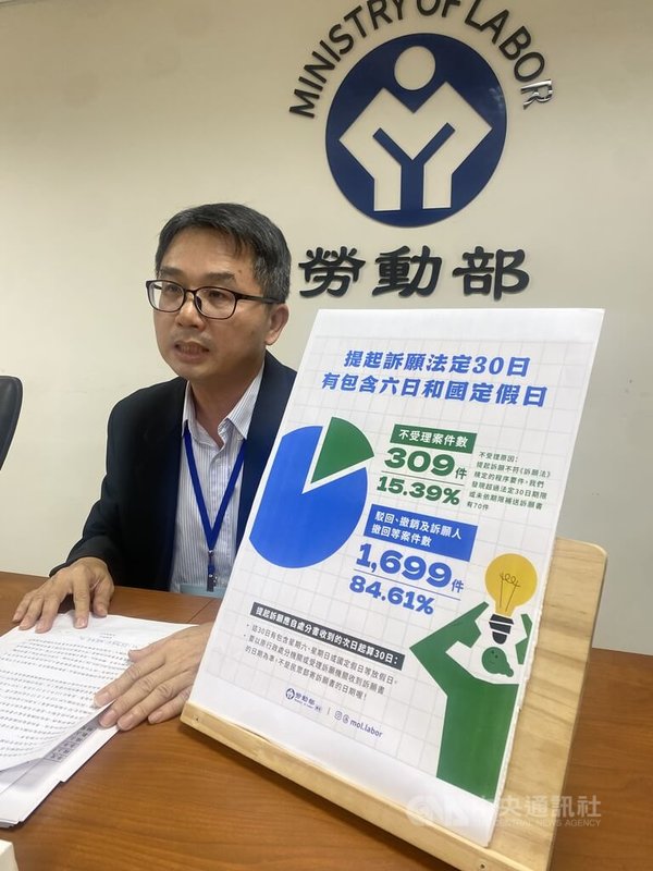 勞動部勞動法務司副司長蔡寶安6日說明113年訴願案件統計,新收訴願案件共計1892件,以勞動基準法477件、就業服務法281件及勞工退休金條例210件為前3大類。中央社記者吳欣紜攝 114年5月6日