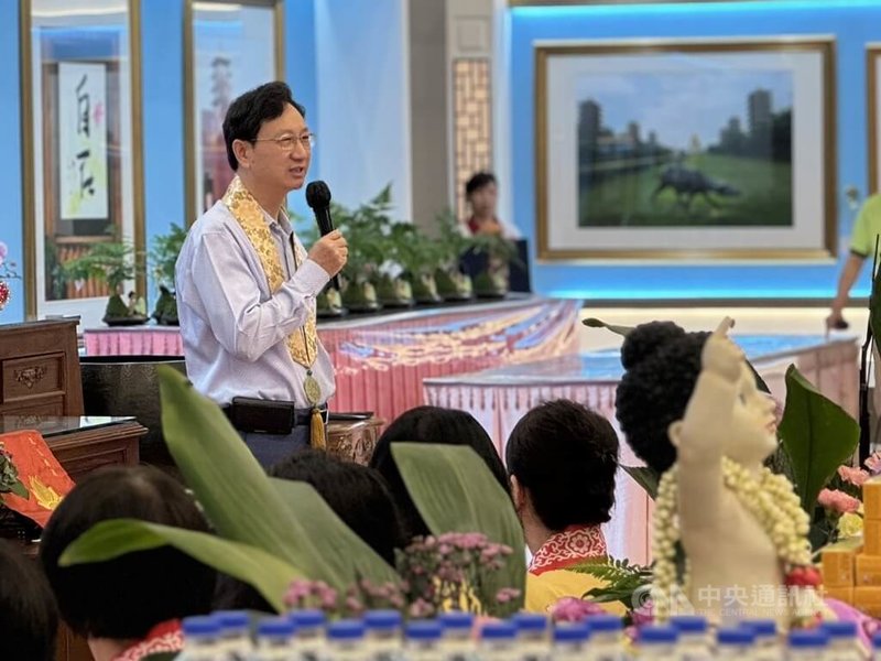 新加坡佛光山12日舉行衛塞節慶祝活動,駐新加坡代表童振源出席。中央社記者吳昇鴻新加坡攝 114年5月12日