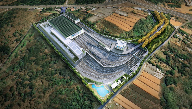 台中捷運藍線機電工程14日將舉行簽約儀式,完成簽約後,下個月正式動工。圖為捷運藍線龍井機廠模擬圖。(台中市政府提供)中央社記者郝雪卿傳真 114年5月13日