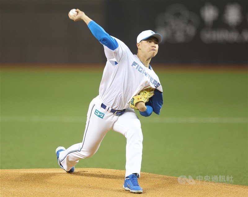 日職火腿隊台灣投手孫易磊(圖)14日在二軍先發登板,主投5.2局無失分,送出5次三振,奪下本季第2勝。(中央社檔案照片)