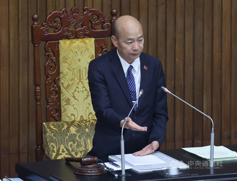 立法院會16日上午持續進行，立法院長韓國瑜（圖）主持會議。中央社記者趙世勳攝  114年5月16日