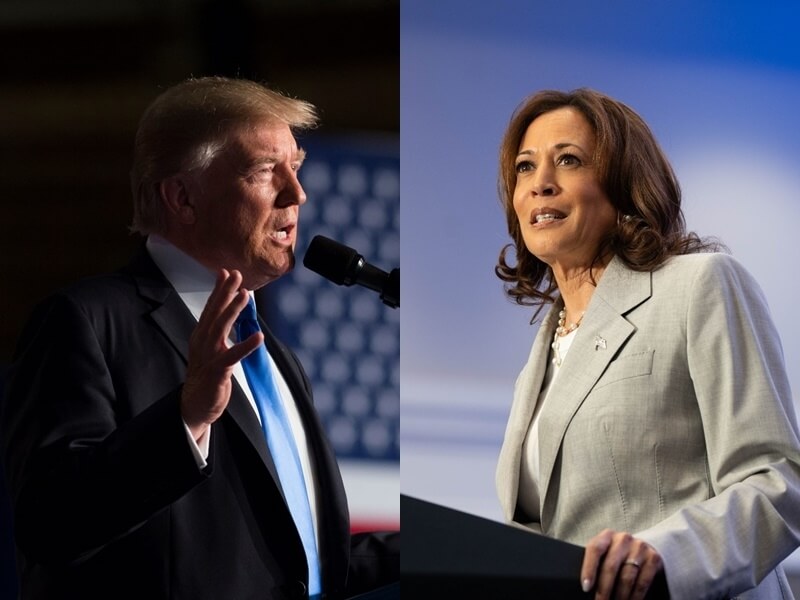 左為川普;右為賀錦麗。(左圖取自facebook.com/DonaldTrump,右圖取自facebook.com/KamalaHarris)