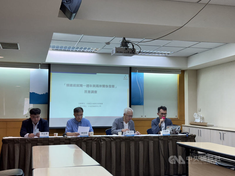 中華亞太菁英交流協會23日上午發布最新民調,顯示民眾對於多項兩岸相關議題與政策的態度。中央社記者吳柏緯攝 114年5月23日
