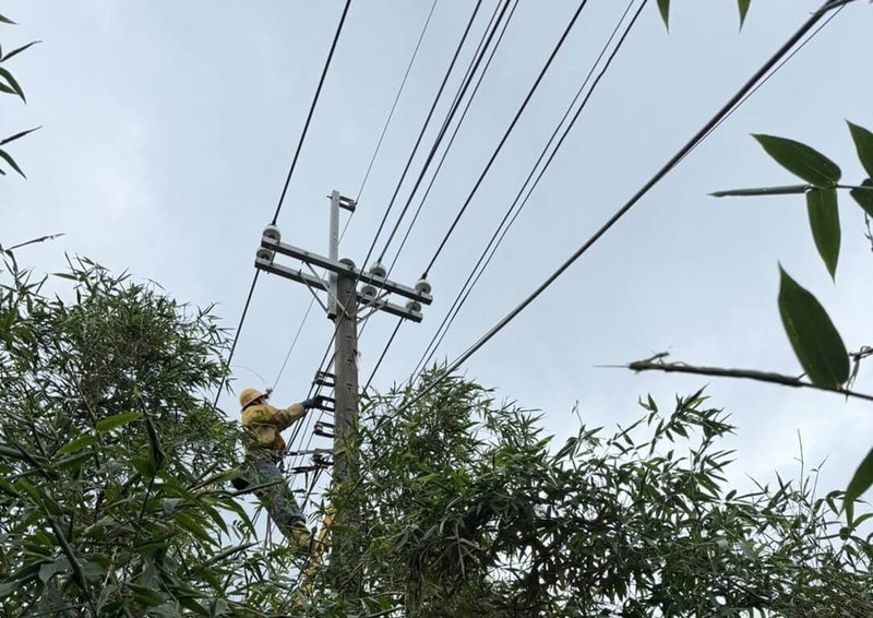 新北市八里區部分地區26日上午突然停電，台電台北西區營業處對此表示，因電桿上礙子故障，已派員搶修。（台電台北西區營業處提供）中央社記者王鴻國傳真  114年5月26日