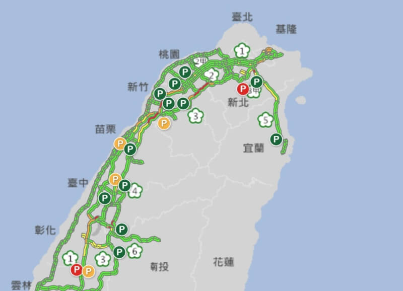 端午節連假首日,國道上午開始逐步出現出遊車潮,部分路段車多、塞車。(圖取自1968網頁1968.freeway.gov.tw)
