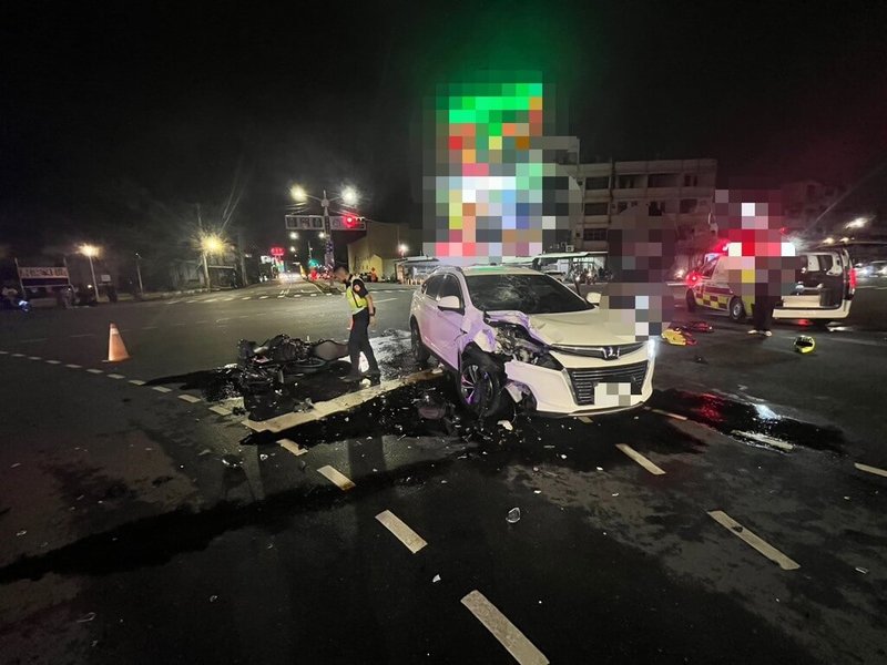 陳姓男子1日晚間開車行經高雄市鳥松區路口,疑轉彎時未禮讓,與騎乘大型重機車直行的劉姓男子發生碰撞,造成劉男傷重送醫不治。(高雄市政府警察局仁武分局提供)中央社記者張已亷傳真 114年6月2日
