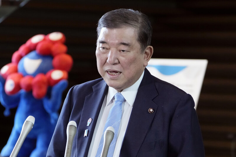 日本首相石破茂(圖)4日在首相官邸祝賀李在明當選與就任韓國總統。(共同社)