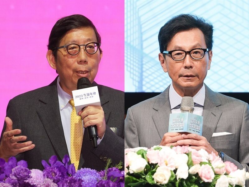 富邦金控董事長蔡明興(左)與富邦集團董事長蔡明忠(右)。(中央社檔案照片)