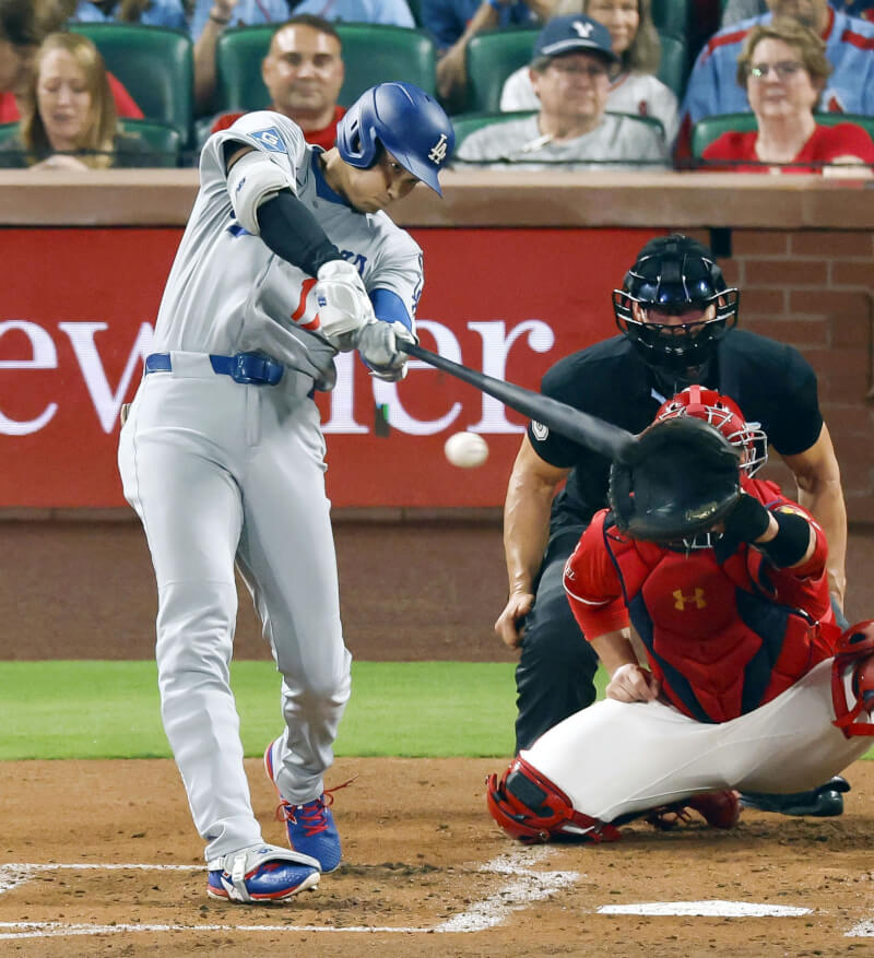 MLB洛杉磯道奇球星大谷翔平6日在對上紅雀的比賽4打數1安打。(共同社)