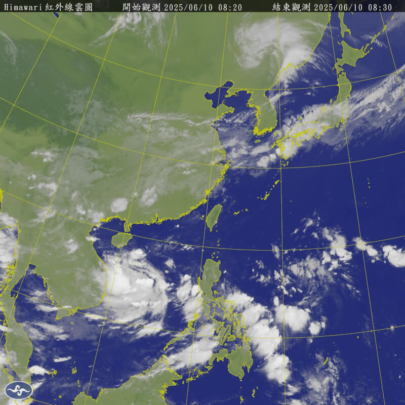10日上午衛星雲圖。(圖取自氣象署網頁cwa.gov.tw)