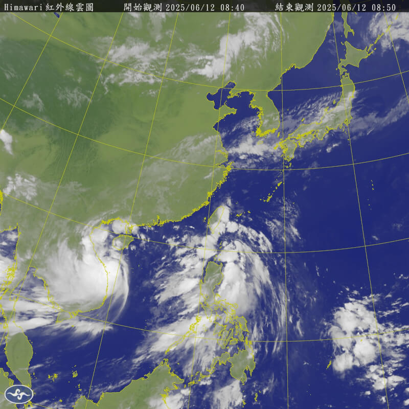 12日上午8時40分衛星雲圖。(圖取自中央氣象署網頁cwa.gov.tw)