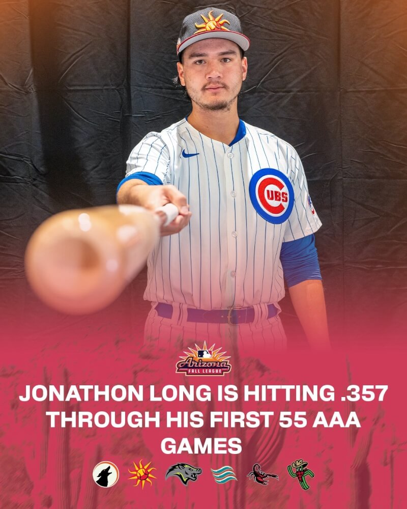 美國職棒芝加哥小熊隊3A好手龍（Jonathon Long）具台灣血統。（圖取自x.com/MLBazFallLeague）