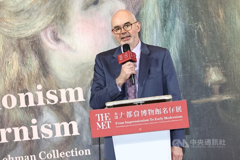「美國大都會博物館名作展」14日起將在故宮第2展覽館正式開展,13日下午舉行開幕記者會,美國在台協會(AIT)台北辦事處處長谷立言(Raymond Greene)(圖)出席致詞。中央社記者翁睿坤攝 114年6月13日