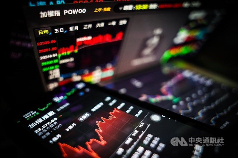 圖為台北股市。 (中央社檔案照片)