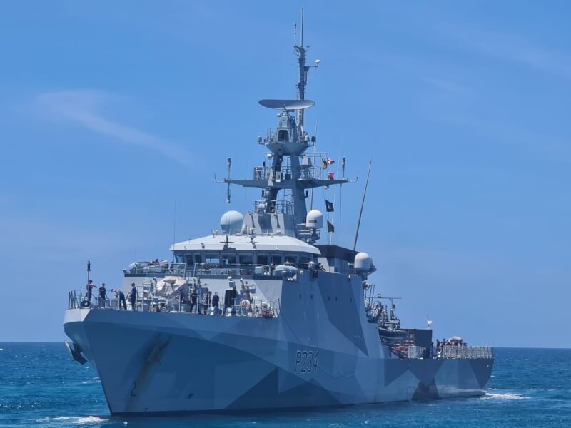 英國在台辦事處證實皇家海軍巡邏艦史佩號(圖)18日穿越台灣海峽。(圖取自x.com/HMS_Spey)