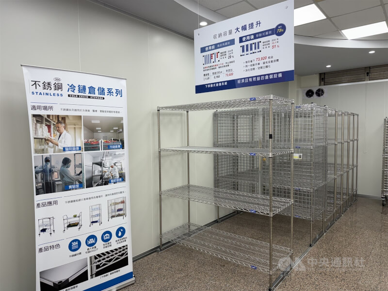 益張花費5年,研發出無須破壞地板的移動式倉儲設備,成功打入冷鏈物流、電子、醫療與製藥等高階應用場域。中央社記者李宗憲攝 114年6月20日