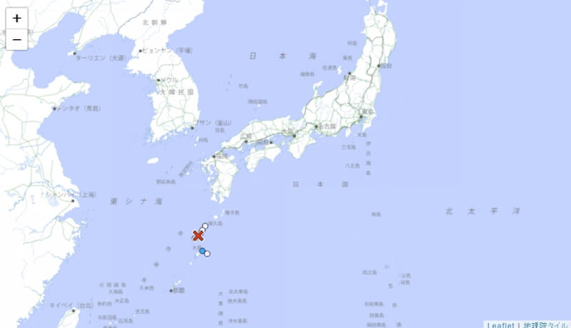 日本鹿兒島縣下午5時15分(台北時間4時15分)發生規模5.2地震。(圖取自氣象廳網頁data.jma.go.jp)