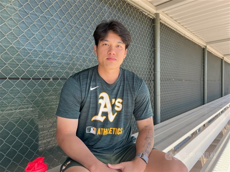 美職奧克蘭運動家隊2A投手莊陳仲敖(圖)23日先發與捕手林家正搭配,6局投出6K、無失分,拿下個人本季第4勝。(中央社檔案照片)