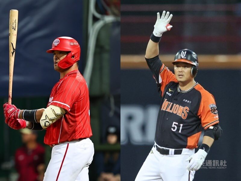 中華職棒公布明星賽名單,TEAM TAIWAN納入即將引退的林智勝(左)與胡金龍(右),傳承意味濃厚。(中央社檔案照片)