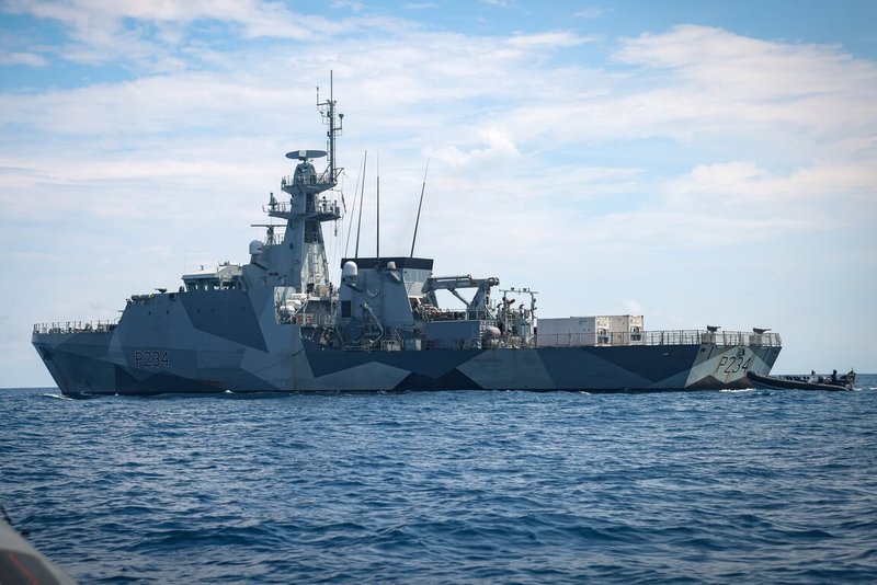 英國海軍巡邏艦史佩號18日穿越台灣海峽,23日在南海執行自由航行行動。(英國海軍提供)中央社記者陳韻聿倫敦傳真 114年6月25日