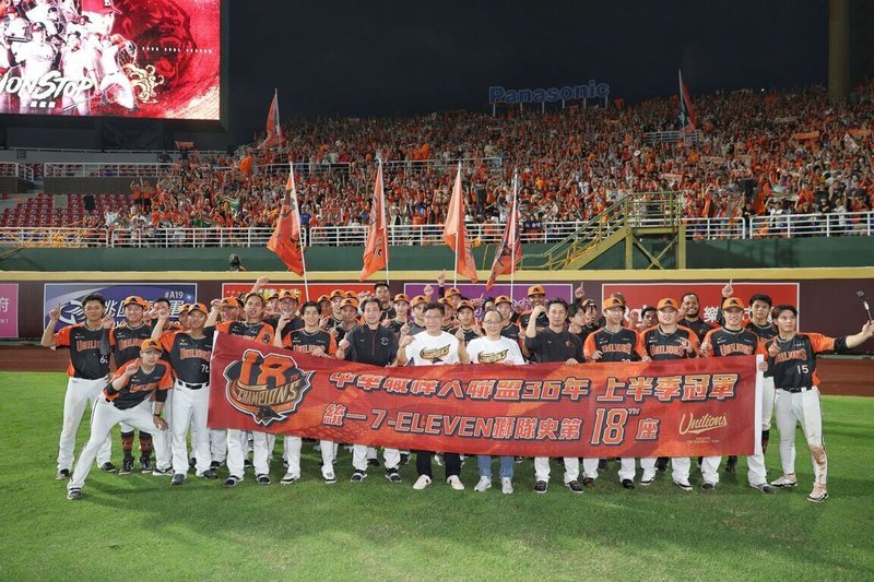 中華職棒統一獅隊29日奪下隊史第18座季冠軍,球團也公布相關企業優惠,7月1日到3日在超商7-ELEVEN購買指定統一品牌商品,同品類任選第2件享5折優惠。(統一獅隊提供)中央社記者楊啟芳傳真 114年6月29日