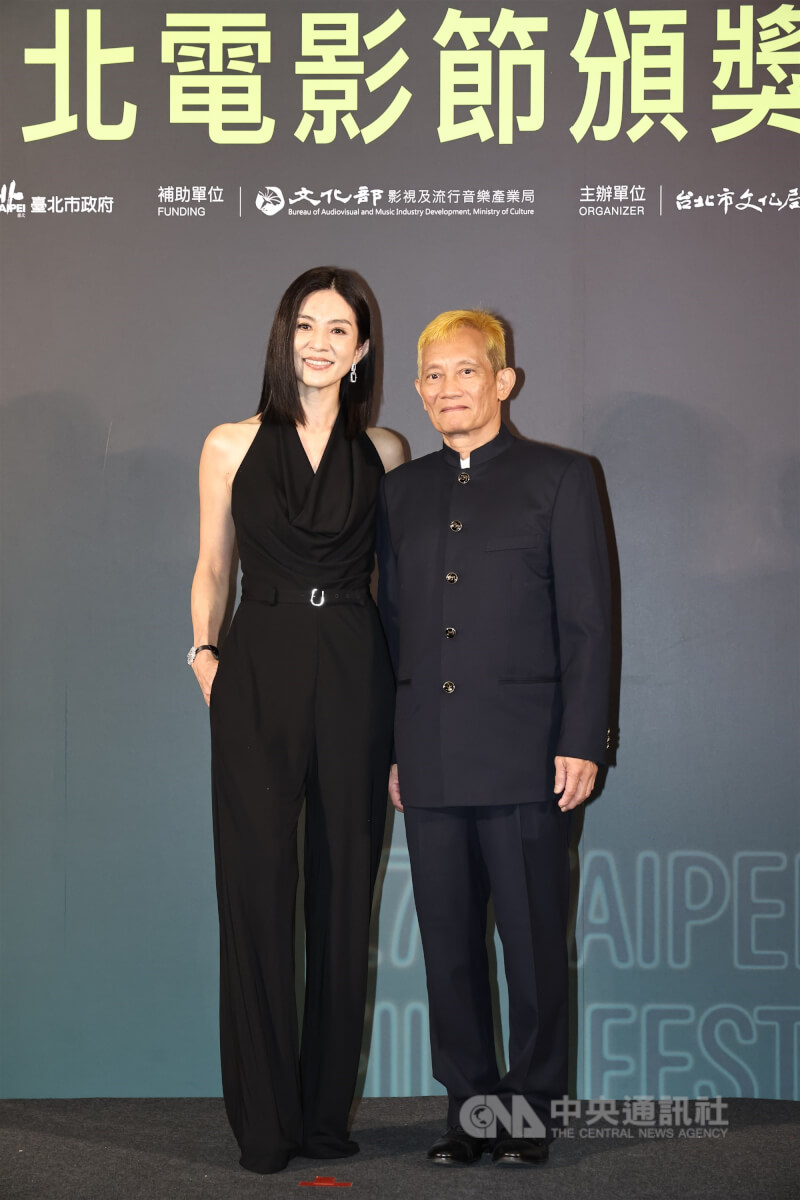 演員楊采妮(左)、導演張之亮(右)受邀以頒獎人身分出席台北電影節。 中央社記者翁睿坤攝 114年7月5日