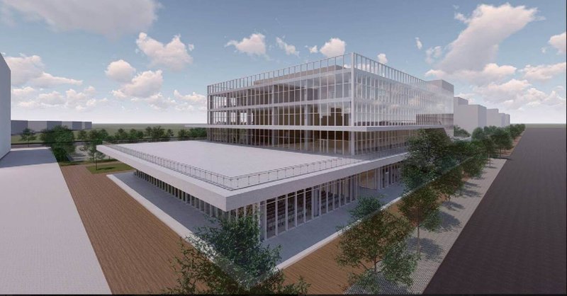 雲林縣文化觀光處圖書館空間老舊、館藏飽和,且不符教育部訂定縣級總館標準,縣府因此規劃雲林總圖書館「耕雲圖」興建案,將落腳虎尾高鐵特定區。圖為完工模擬圖。(雲林縣文化觀光處提供)中央社記者姜宜菁傳真 114年7月6日