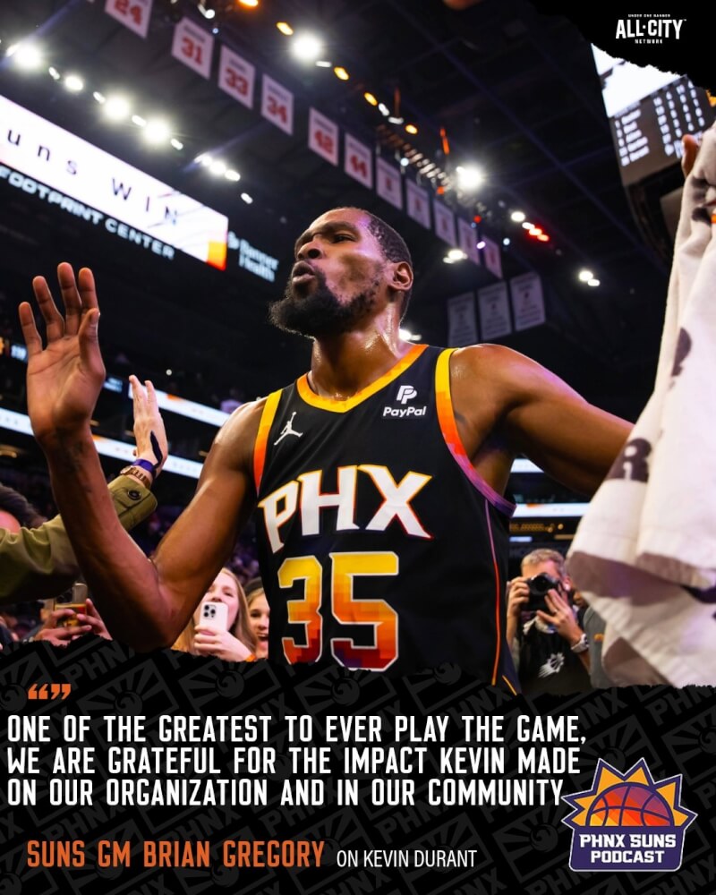 NBA鳳凰城太陽明星前鋒杜蘭特將轉隊到休士頓火箭。(圖取自x.com/PHNX_Suns)