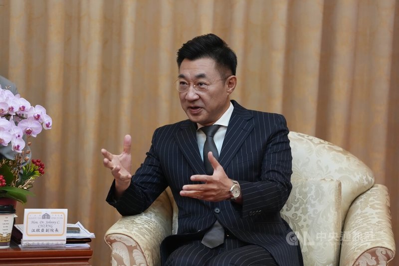 立法院副院長江啟臣(圖)8日在立法院接見「歐洲重要價值夥伴計畫」(EVIP)國會幕僚團,致詞歡迎。中央社記者徐肇昌攝 114年7月8日