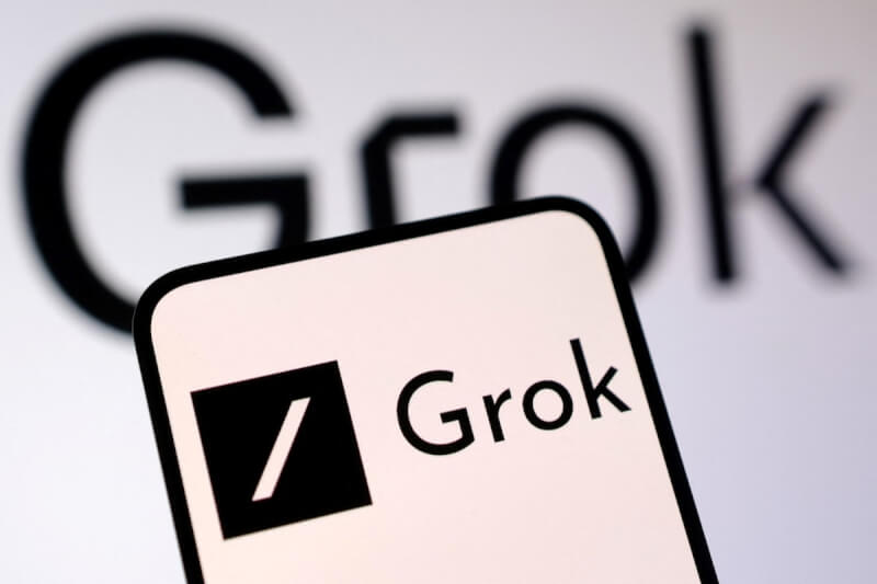 圖為Grok的Logo。(路透社)