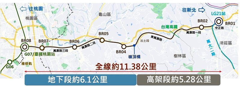 桃園捷運棕線工程經費審議已進入行政院核定程序的最後階段,市府9日表示,已採取3項預備作為前置作業,力拚民國114年底順利動工。圖為桃捷棕線路線示意圖。(桃園市捷運工程局提供)中央社記者葉臻傳真 114年7月9日