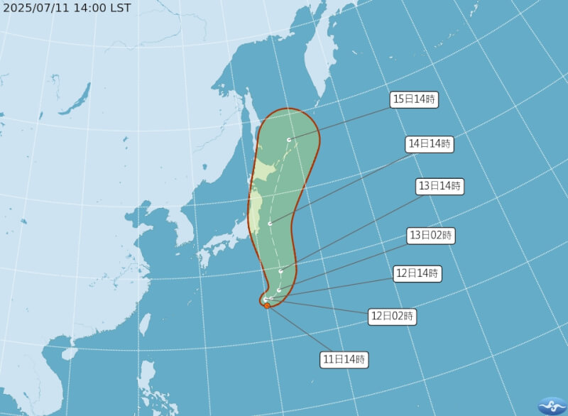 日本南方海面有熱帶性低氣壓生成,不排除增強為颱風百合。(圖取自氣象署網頁cwa.gov.tw)