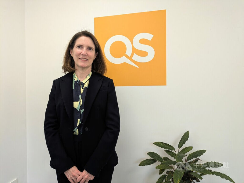 國際高等教育調查機構Quacquarelli Symonds(QS)總部位於倫敦,執行長特納近日接受中央社專訪時說,台灣有條件成為國際高等教育區域樞紐。中央社記者陳韻聿倫敦攝 114年7月12日