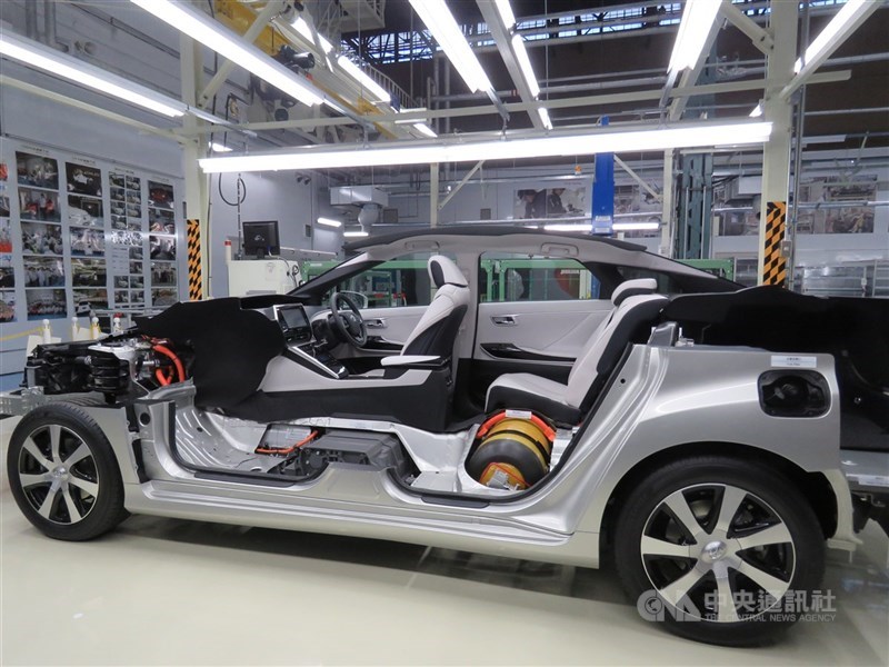 圖為日本豐田汽車製造的氫能車。(中央社檔案照片)