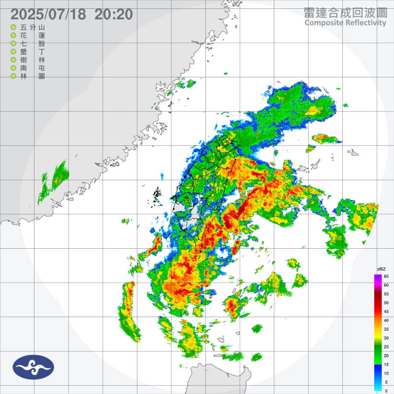 受颱風薇帕外圍環流影響,18日晚間至19日花東山區慎防大豪雨。(圖取自氣象署網頁cwa.gov.tw)