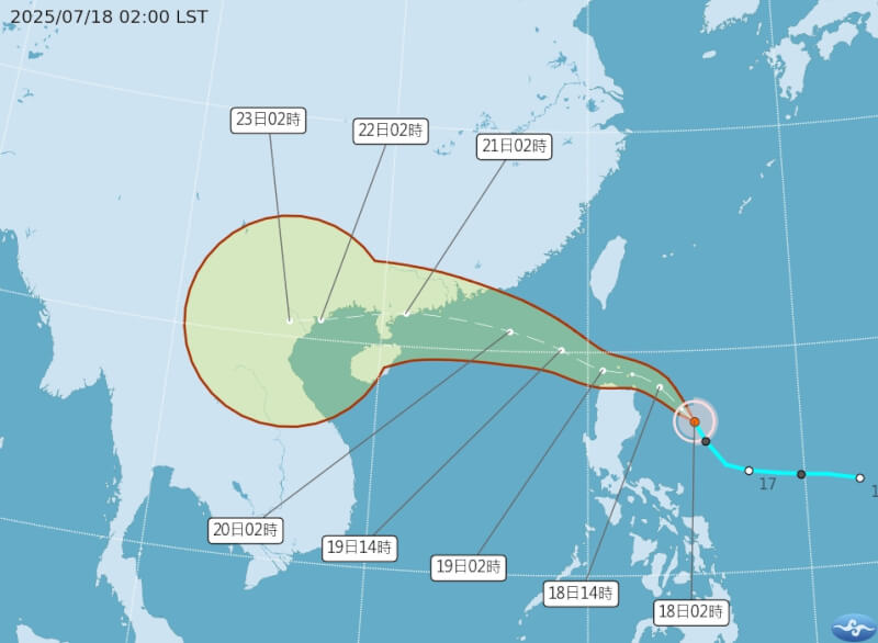 輕度颱風薇帕18日凌晨生成。(圖取自氣象署網頁cwa.gov.tw)