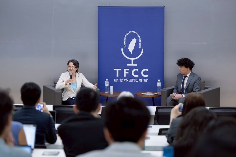 副總統蕭美琴18日出席台灣外國記者會 「與蕭美琴副總統對話」活動。(圖取自總統府flickr網頁flickr.com)