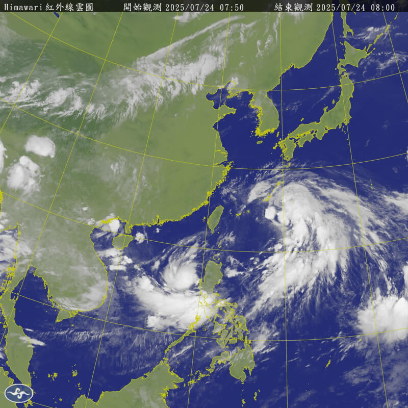 24日上午8時衛星雲圖。（圖取自氣象署網頁cwa.gov.tw）
