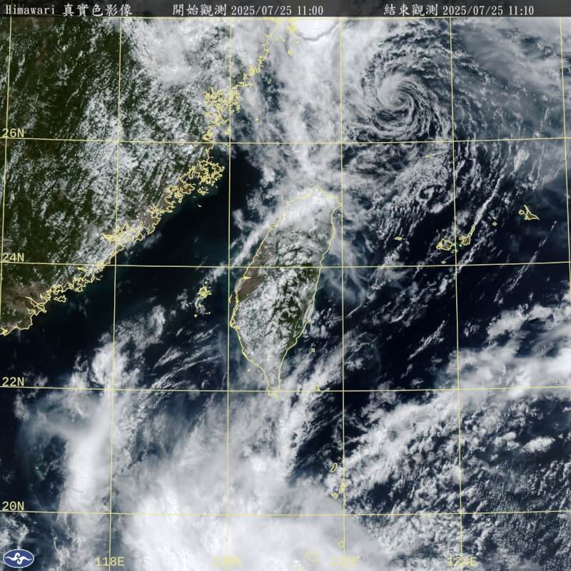 25日上午11時10分衛星雲圖。(圖取自氣象署網頁cwa.gov.tw)
